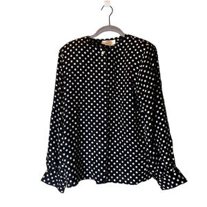 Vintage Silk Studio by Claude Bennett Polka Dot Blouse Top